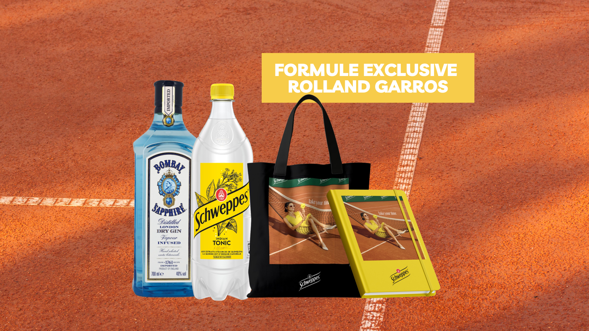 Formule Cocktail Bombay & Schweppes 🎾 Tote Bag + Notebook Offerts 🍹