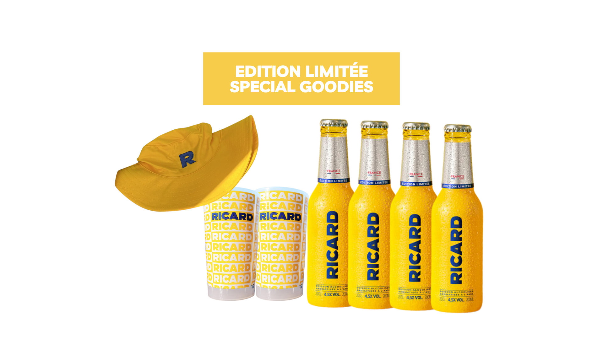 Formule Cadeaux 🎁|Pack Ricard 4,5% (4*20cl) 🍸2 verres et un bob offerts